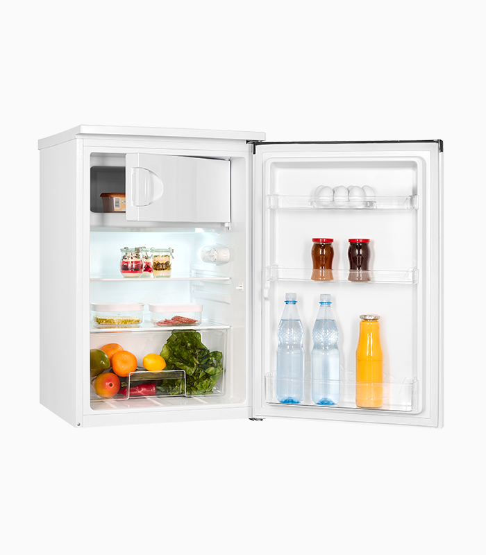 Exquisit Kühlschrank mit Gefrierfach 109L Nutzinhalt Silber freistehend  55cm breit, freistehende Kühlschränke, Kühlschrank, Kühlen & Gefrieren